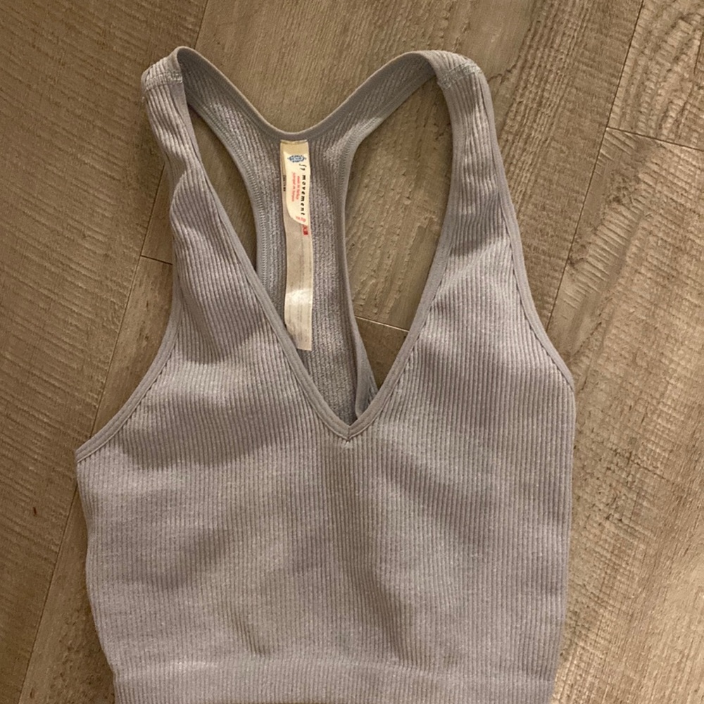 Free People light gray/blue v-neck shirt
